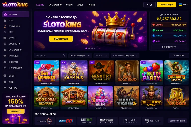 Лобі казино Slotoking: категорії ігор, фільтри та плитки слотів